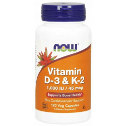 Now Foods Vitamin D3 K2 1000 IU/45mg 120vcaps.