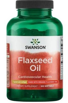 Swanson Flaxseed Oil 1000mg (olej lniany) 100 kaps żelowych