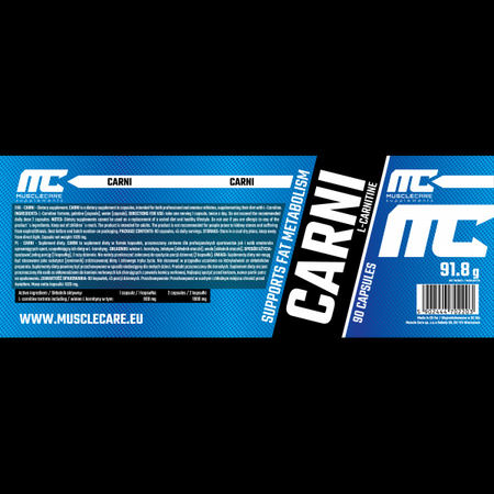 Muscle Care CARNI 800mg L - karnityna L- carnitine - 90 caps