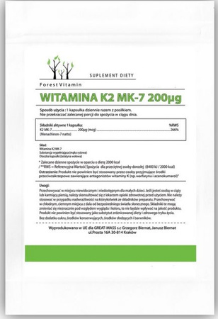 FOREST Vitamin K2 MK7 200mg - 100caps