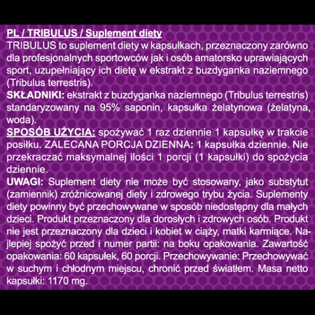 Real Pharm TRIBULUS Testo UP Libido Booster testosteronu 60kaps