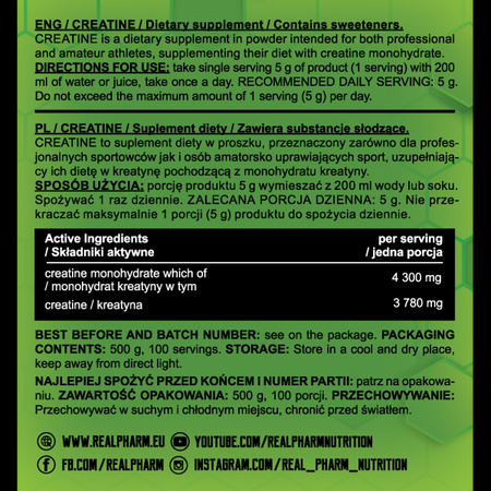 Real Pharm Kreatyna Creatine - 500g Forest Fruit