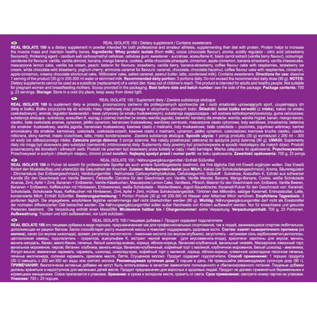 REAL PHARM REAL ISOLATE 100 Izolat Białka - 700G CZEKOLADA ORZECH