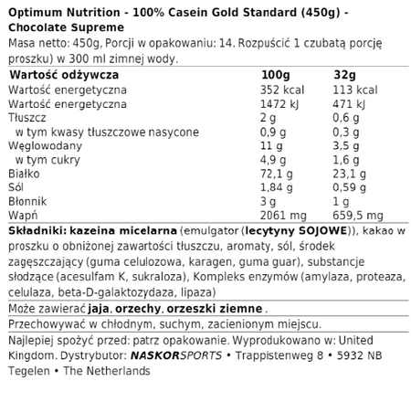 Optimum Casein 100% - 1800g