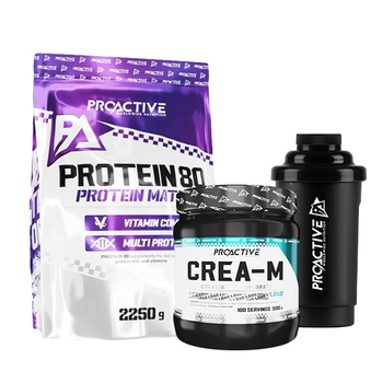 ZESTAW PROACTIVE PROTEIN 80 2250G + PROACTIVE KREATYNA 500G + SHAKER PROACTIVE 600 ML 